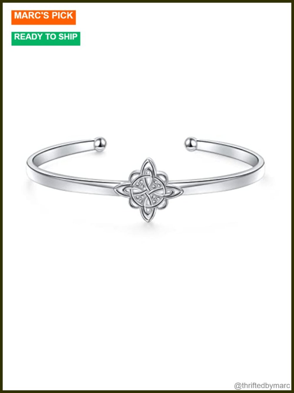 925 Sterling Silver Celtic Knot Adjustable Cuff Bracelet Women Irish Gift